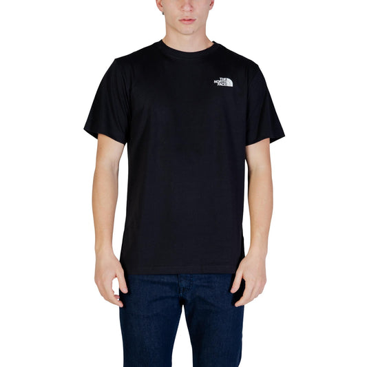 T-shirt The North Face uomo nera con logo maniche corte scollo tondo 60% cotone 40% poliestere - vista frontale indossata da modello figura intera
