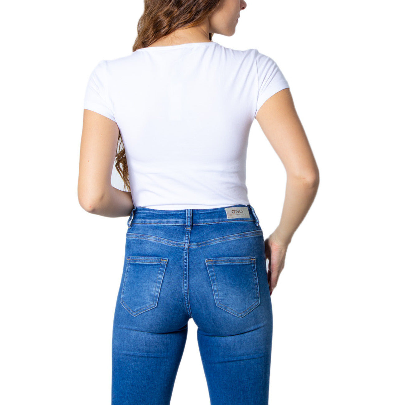 Only T-Shirt Donna Bianca Manica Corta Scollo Tondo 95% Cotone 5% Elastan Primavera/Estate 15205059
