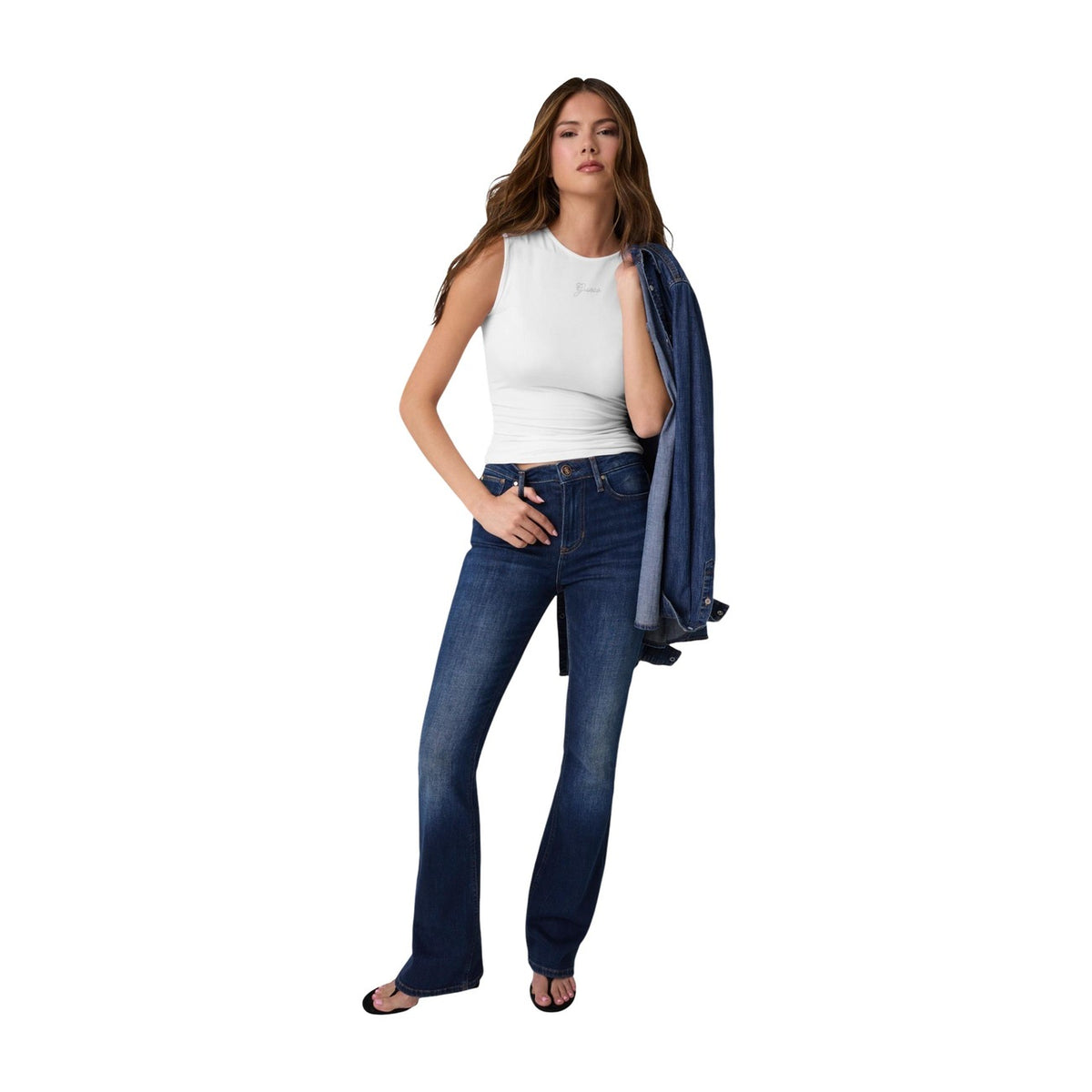 Guess Top con logo di strass Donna