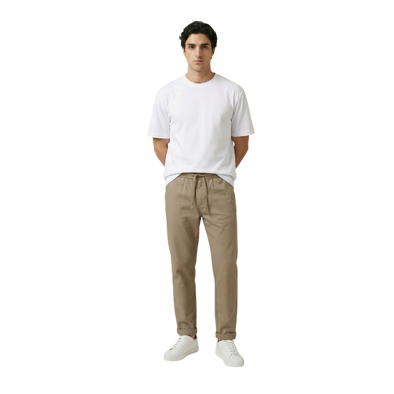Gianni Lupo GL6010OD White Tee; 100% cotone, scollo tondo, maniche corte. La t-shirt bianca iconica e versatile della linea Primavera/Estate. Vista frontale Figura intera