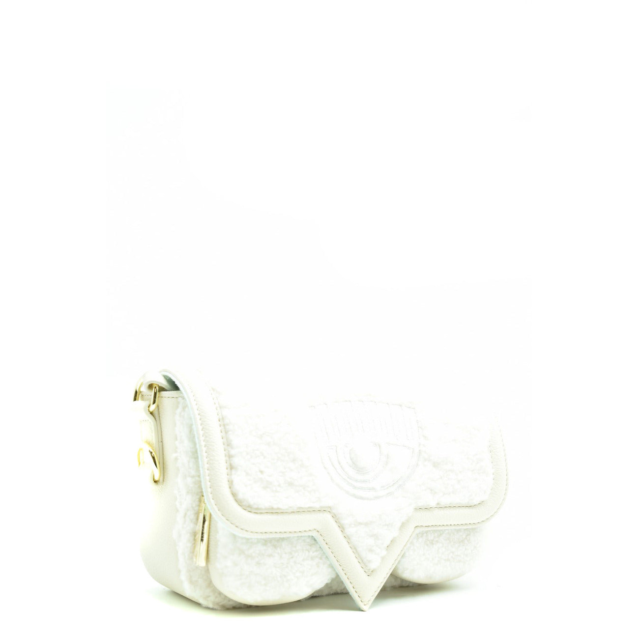Chiara Ferragni Women's White Shoulder Bag - Snap Button Bag with Pockets