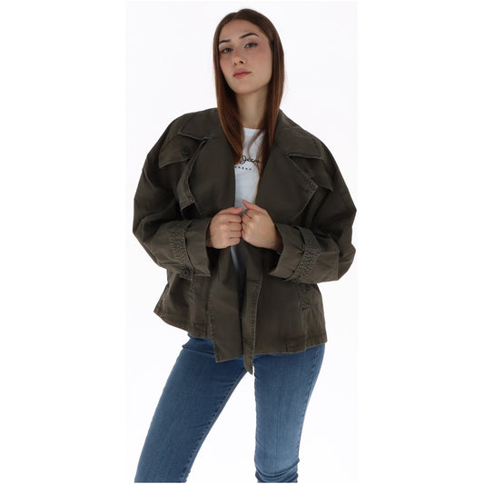 Giacca corta donna G-Star – Oversized 4 Pocket Cape verde oliva canvas cotone D30001-D388.