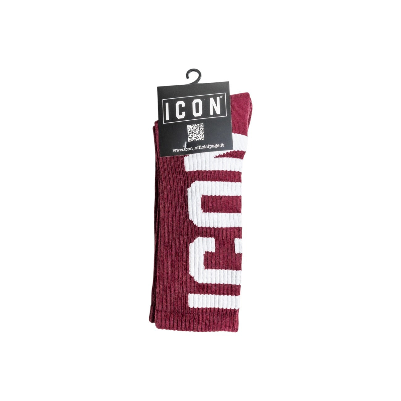Icon Calze Uomo Bordeaux con Stampa - Calze Cotone Poliestere Poliammide Elastan