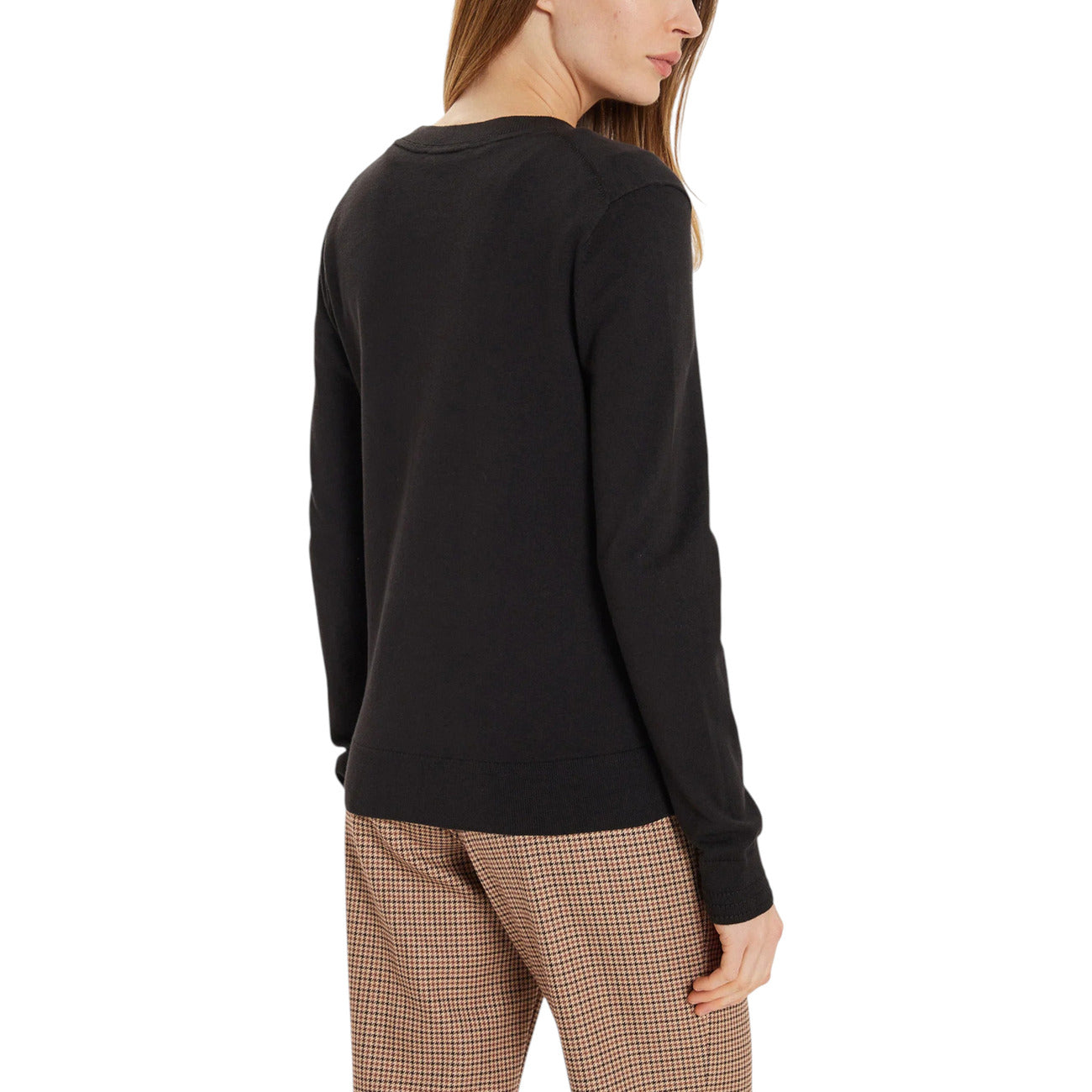 Tommy Hilfiger Maglioncino Donna Nero Maniche Lunghe - Maglia Cotone Organico Scollo Tondo