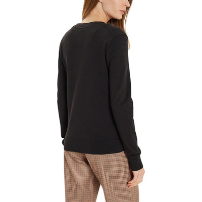 Tommy Hilfiger Maglioncino Donna Nero Maniche Lunghe - Maglia Cotone Organico Scollo Tondo