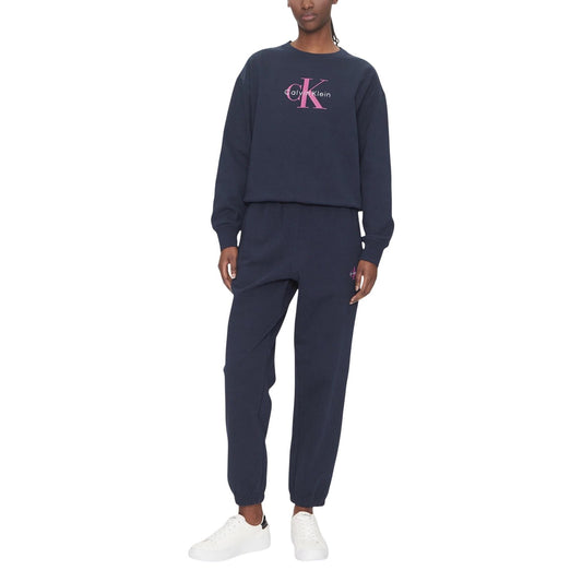Calvin Klein Jeans Pantaloni Sportivi Donna Blu Lacci Tasche Anteriori Cotone Poliestere Autunno Inverno LV047B235G