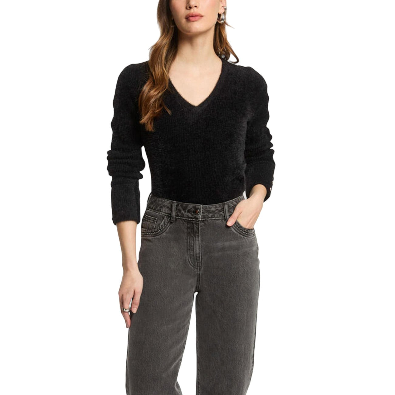 Morgan De Toi Maglioncino Donna Manica Lunga con Scollo a V 212-MOOVE