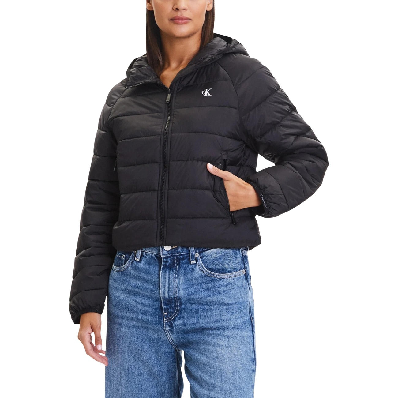 Calvin Klein Jeans Giubbotto Donna Azzurro Cerniera Maniche Lunghe Scollo Alto Cappuccio Tasche Anteriori Poliammide 100% Autunno Inverno LV047C510G