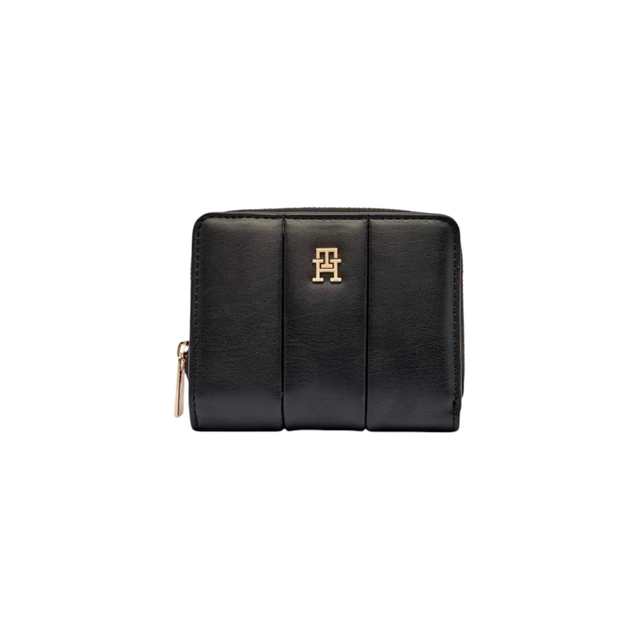 Tommy Hilfiger Portafoglio Donna Nero con Cerniera Scomparti Interni Tasche Interne - Portafoglio Ecopelle 12x10x4cm