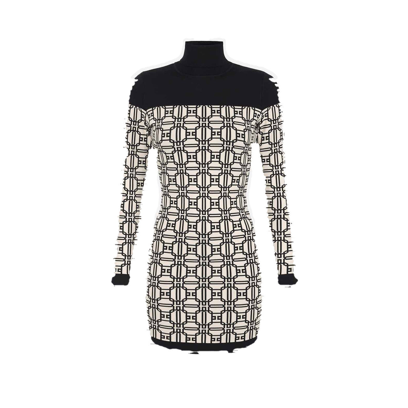 Abito corto Elisabetta Franchi multicolore - dettaglio pattern geometrico in primo piano
