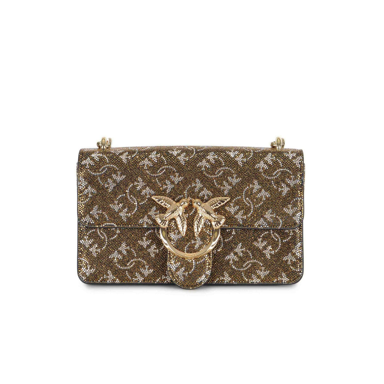 Borsa a Tracolla Donna Pinko Oro e Marrone - Stile Italiano Glamour