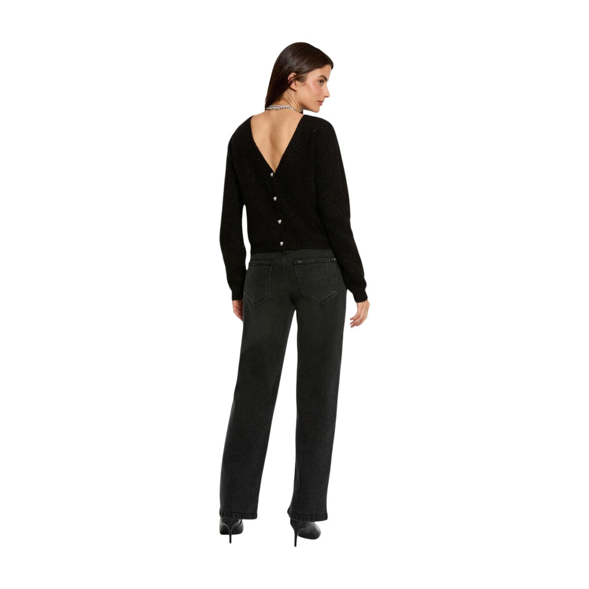 Cardigan donna Morgan De Toi nero – Maglia elegante mezza stagione con scollatura schiena 242-MIMO.