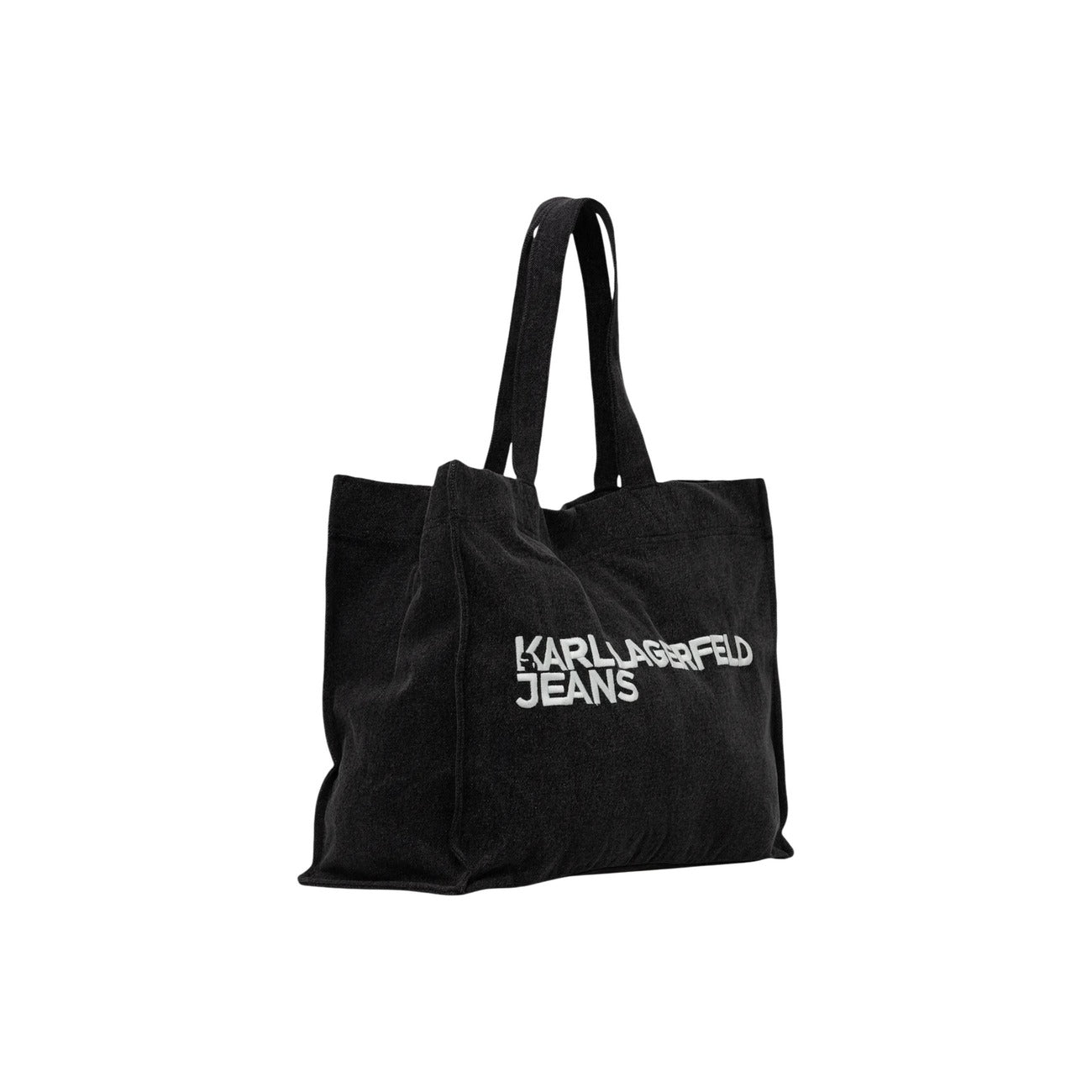 Dettaglio borsa Karl Lagerfeld Jeans KLJ EW LOGO SHOPPER donna nera con chiusura a cerniera e tasche interne