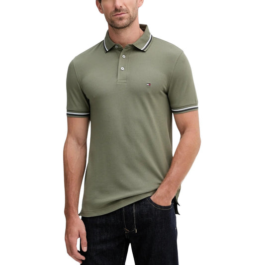 Tommy Hilfiger Polo Uomo Verde Manica Corta Bottoni Scollo Tondo Colletto Polo Cotone Organico 96% Elastan 4% Autunno Inverno MW0MW39993