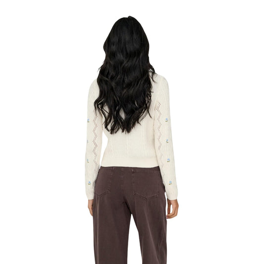 Maglia Only donna bianca manica lunga - vista posteriore retro indossata da modello