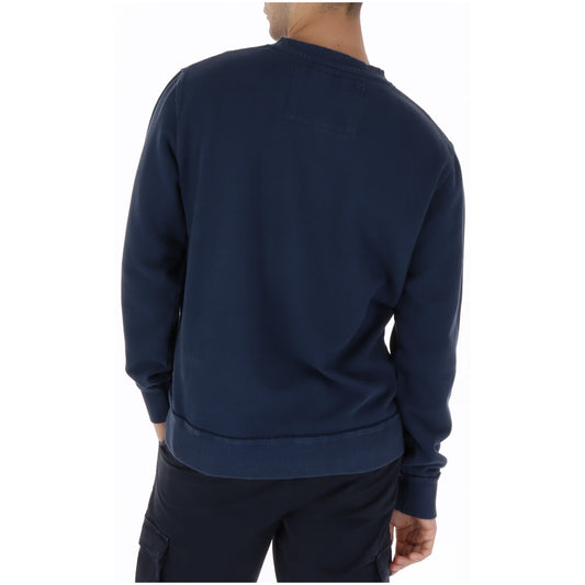 Felpa Superdry Vintage Athletic Tonal; Loose Fit. Colore blu, scritte ricamate, finiture a costine. Maglia uomo girocollo premium, morbida e traspirante per la PE26. Vista posteriore 