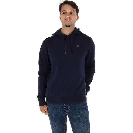 Felpa Napapijri Balis con cappuccio uomo blu NP0A8A611761. Hoodie sportiva da uomo in cotone con vestibilità classica, coulisse regolabile, maniche lunghe e logo Napapijri ricamato.