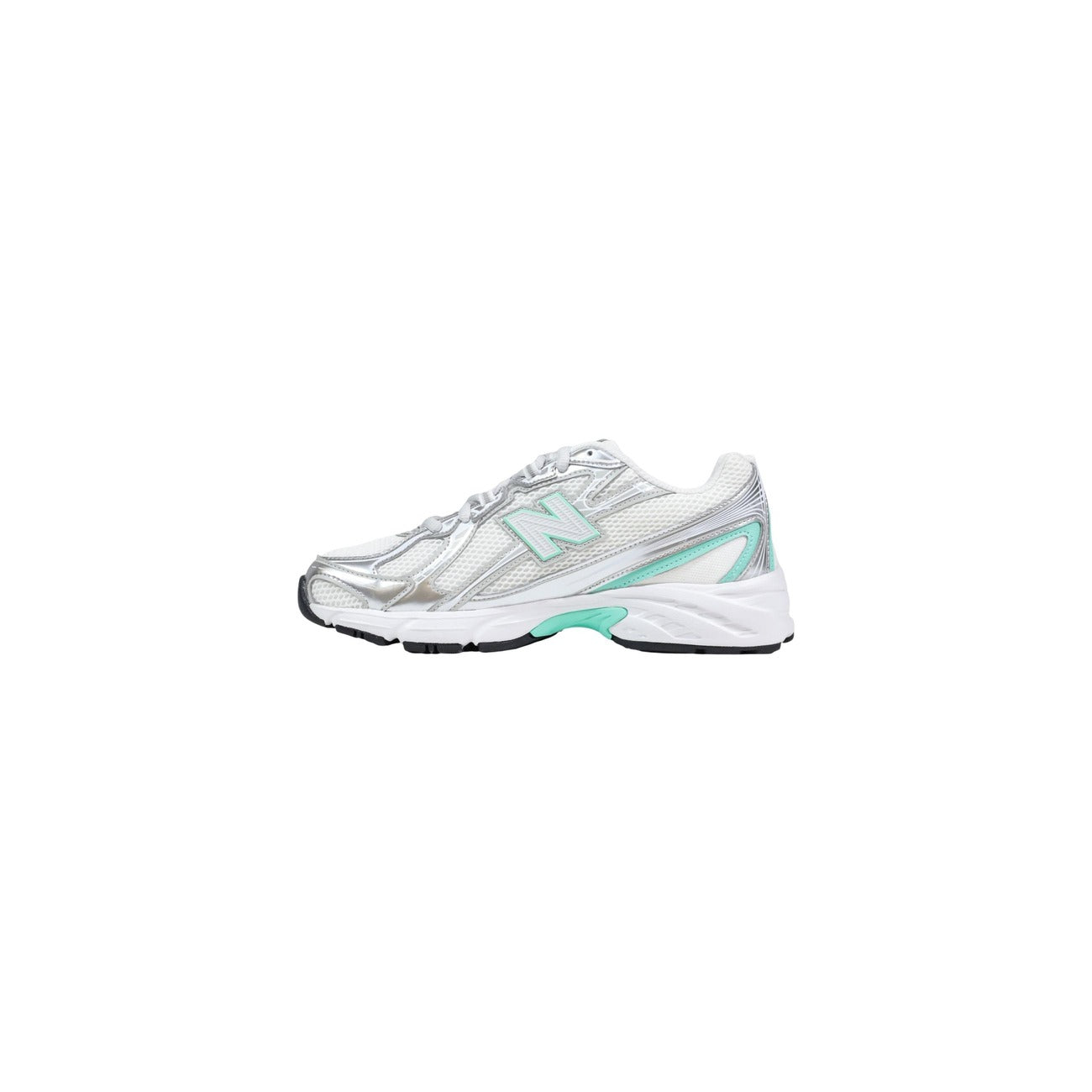 Sneakers donna New Balance G7402H8; tomaia in mesh, tecnologia ABZORB, design sportivo. Perfette per comfort e stile quotidiano. Colori bianco, argento e verde acqua. 