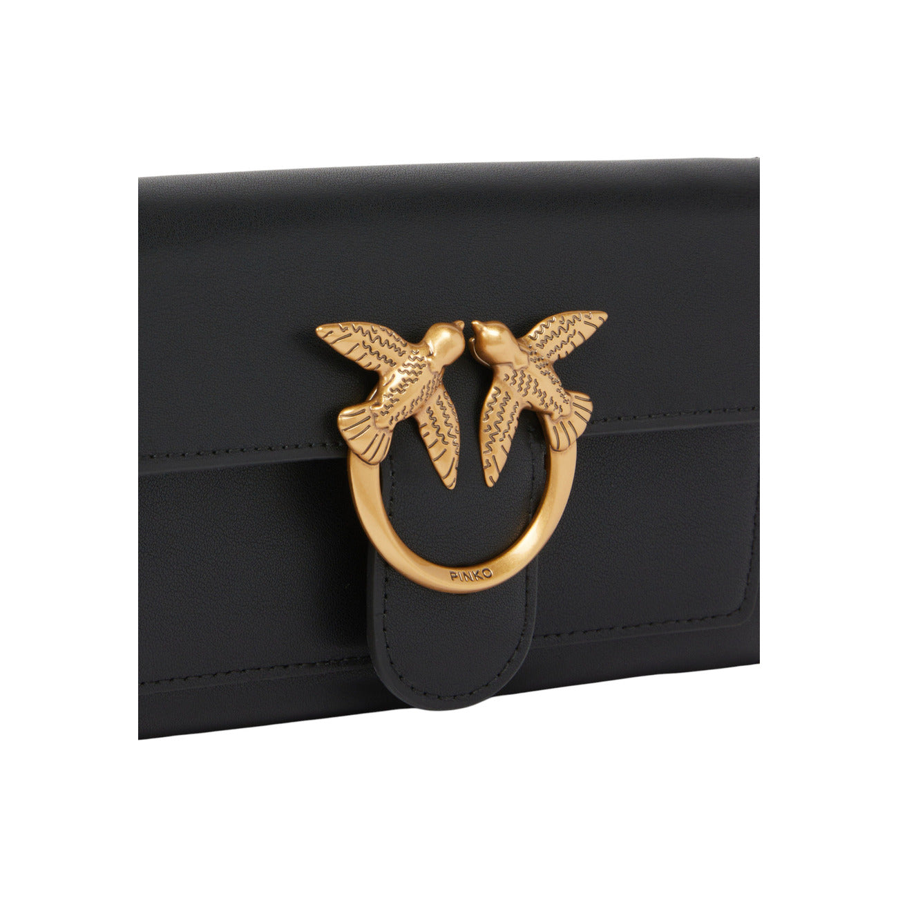 Pinko Borsa Donna Nera a Tracolla con Bottone Tasca Interna - Borsa Pelle Poliuretano 19x10x4