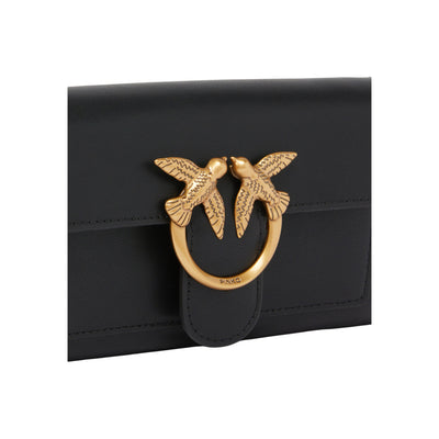 Pinko Borsa Donna Nera a Tracolla con Bottone Tasca Interna - Borsa Pelle Poliuretano 19x10x4