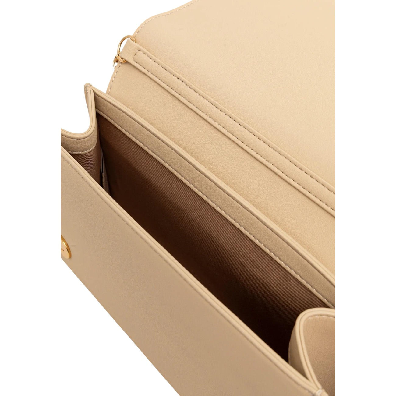Borsa Love Moschino donna crema a tracolla modello JC4103PP1. Borsetta piccola color panna/avorio con catena oro e logo in rilievo sul davanti, stile elegante, casual chic e da cerimonia o sera.