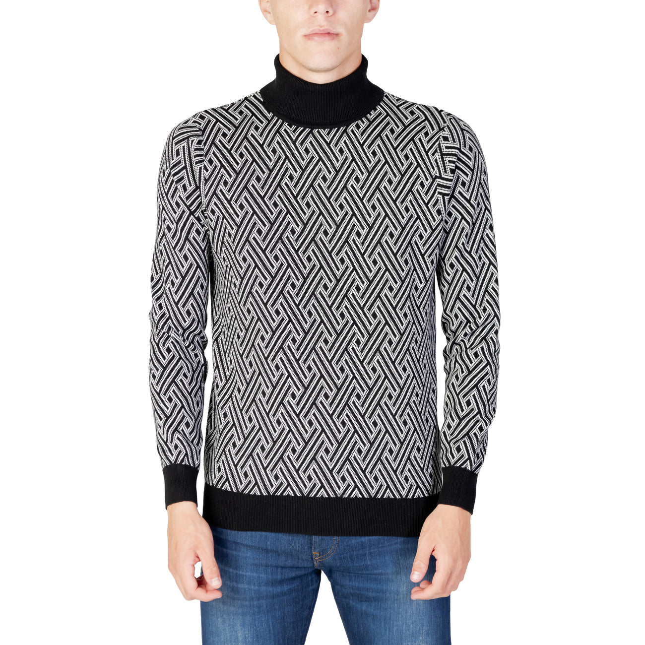 Antony Morato Maglia Uomo Nero Collo Alto Manica Lunga Cotone 100% Autunno Inverno MMSW01388-YA100064