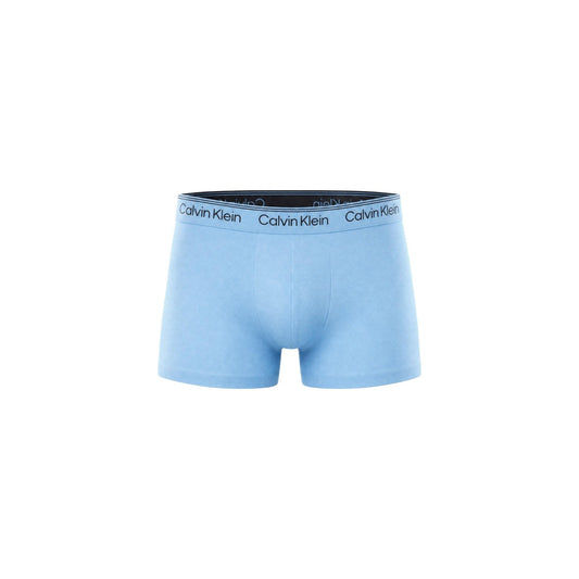 Boxer Uomo Assortiti Calvin Klein Low Rise Trunk (Pacco da 5); Tessuto elasticizzato ecosostenibile multicolore in poliestere riciclato e lycra. Taglio a vita bassa con elastico regular logato, stile casual e sportivo 4 stagioni. Azzurro 