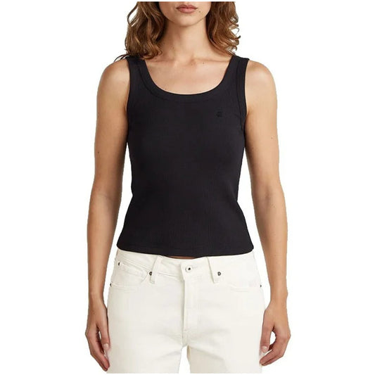 Canotta Slim G-Star; Nero. 98% Cotone Biologico, design racerback, vestibilità aderente. Leggera, elastica e sostenibile. Il basic essenziale per il tuo guardaroba estivo. Frontale 