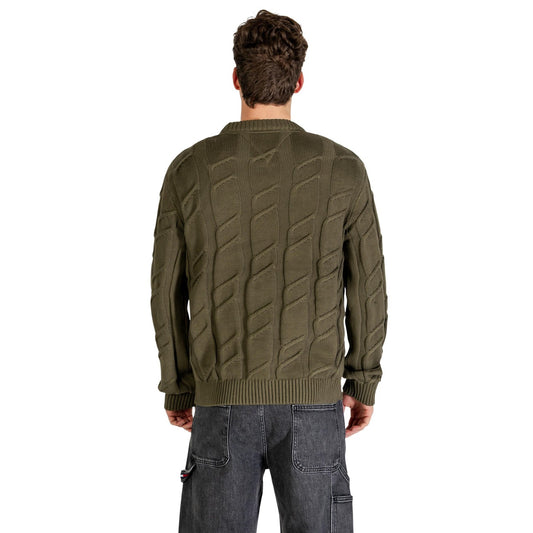 Tommy Hilfiger Jeans Maglia Uomo Verde Maniche Lunghe Scollo Tondo Cotone Organico 100% Primavera Estate DM0DM22355