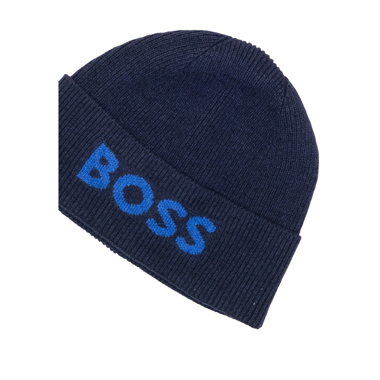 Boss Cappello Uomo Blu con Stampa - Cappello Invernale Lana Poliammide Viscosa