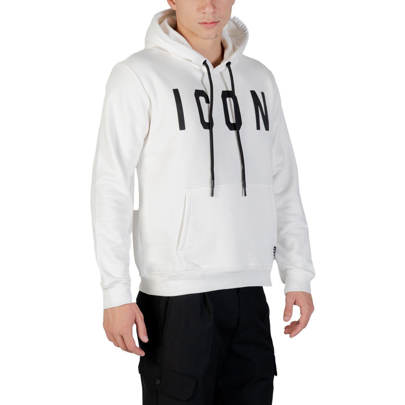 Icon Felpa Uomo Bianca con Cappuccio Maniche Lunghe - Felpa Cotone Poliestere Tasche