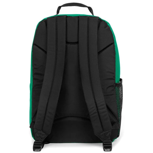 Zaino Eastpak verde; Dimensioni 29x44x28 cm. Doppio comparto con apertura a U, tasca laptop 16 pollici e portaborraccia. Organizer integrato e schienale trapuntato, stile casual-studio. Vista Posteriore 