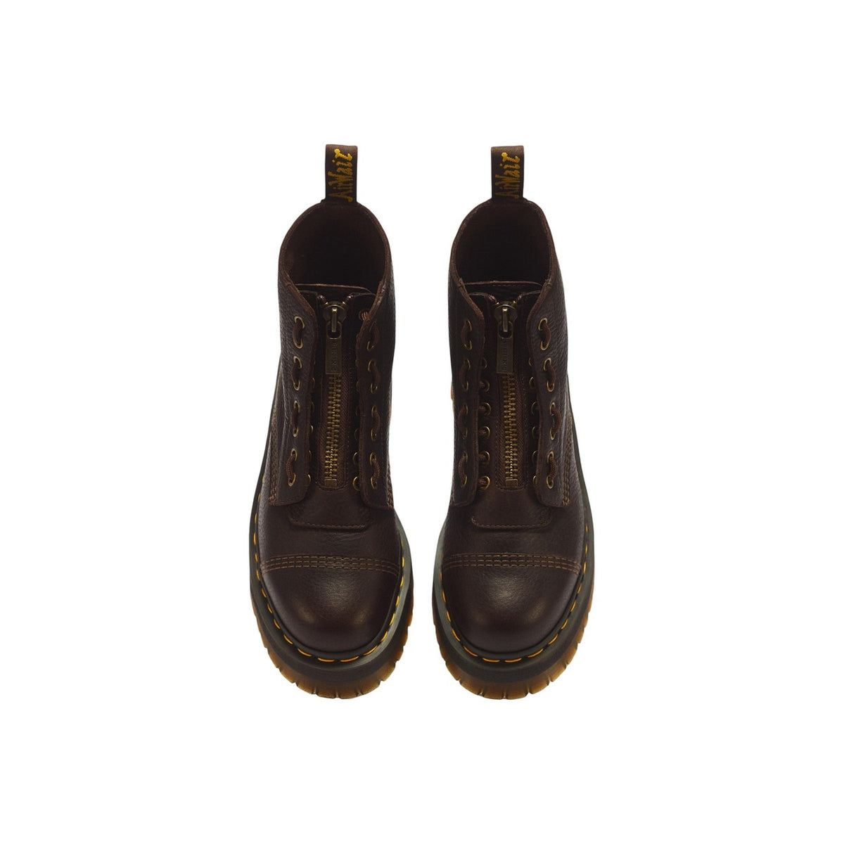 Anfibi platform donna Dr. Martens Sinclair marroni – Stivali in pelle con zip e suola Quad 44348200.
