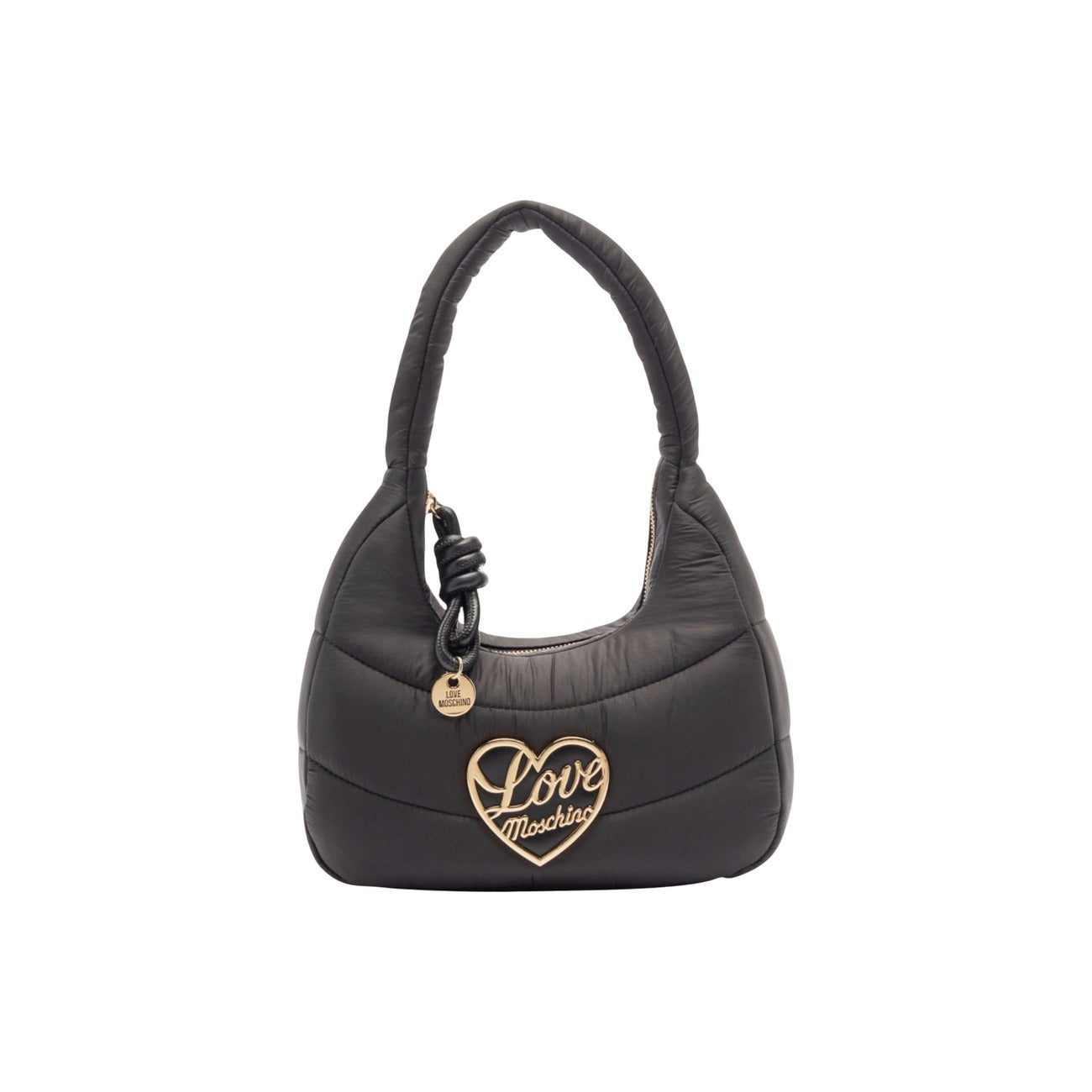 Love Moschino Borsa Donna Nera a Mano con Cerniera Tasca Interna - Borsa Nylon Poliuretano 28x23x12cm