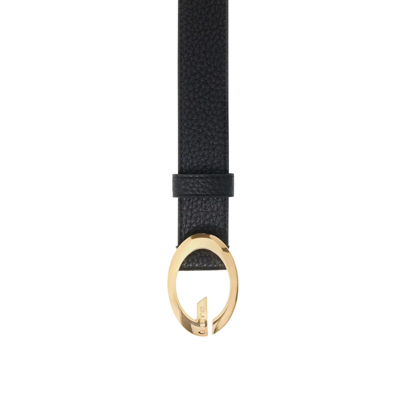 Cintura Nera Donna Guess Jane; Altezza 4 cm, lunghezza 100 cm. Tessuto 100% poliestere effetto martellato con fibbia ad anello in metallo lucido e logo inciso. Modello regolabile casual-chic 4 stagioni.