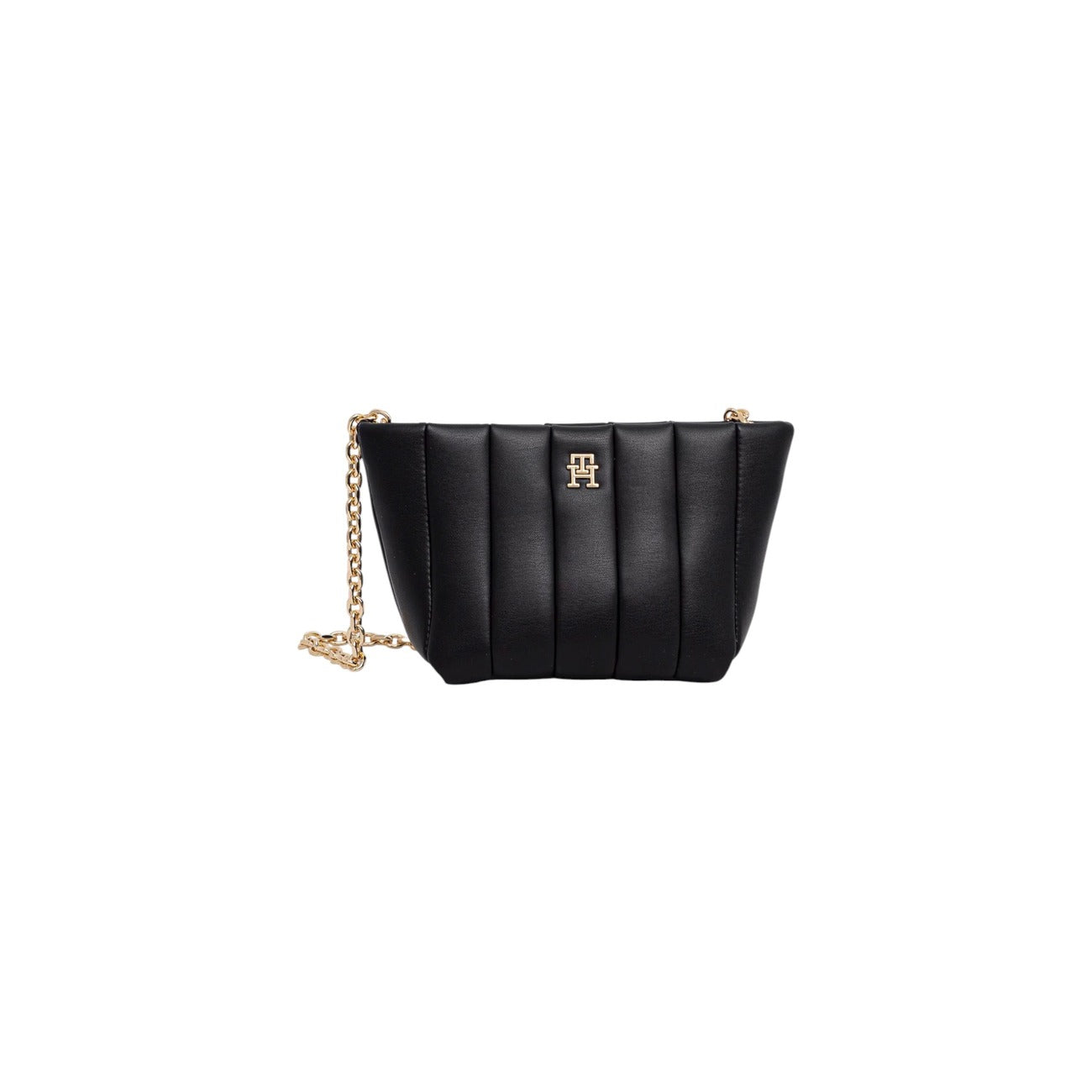 Tommy Hilfiger Borsa Donna Nera a Tracolla con Cerniera - Borsa Poliuretano Tasca Interna 15x16x9cm