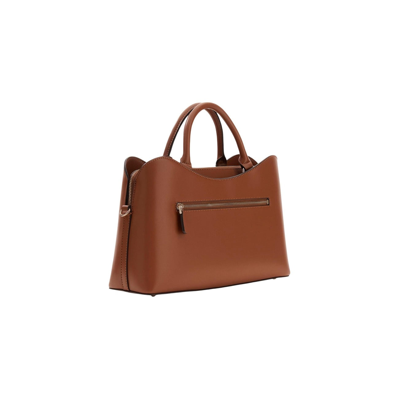 borsa a mano Guess Janie Girlfriend Satchel in ecopelle marrone/cuoio vista posteriore retro 