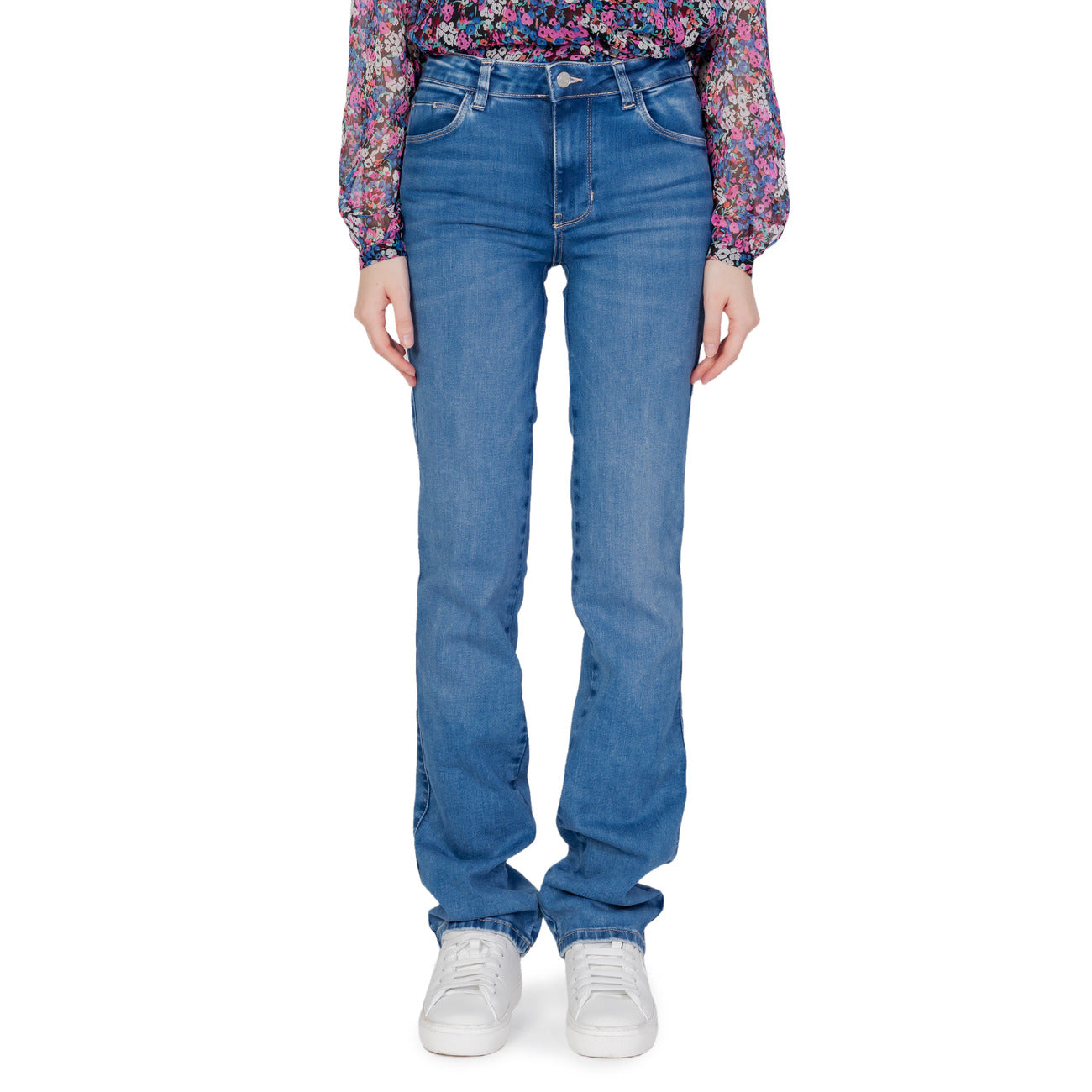 Guess Jeans Donna Blu Zip Bottone Tasche Anteriori Posteriori Cotone 100% Autunno Inverno W3YA15D52F2