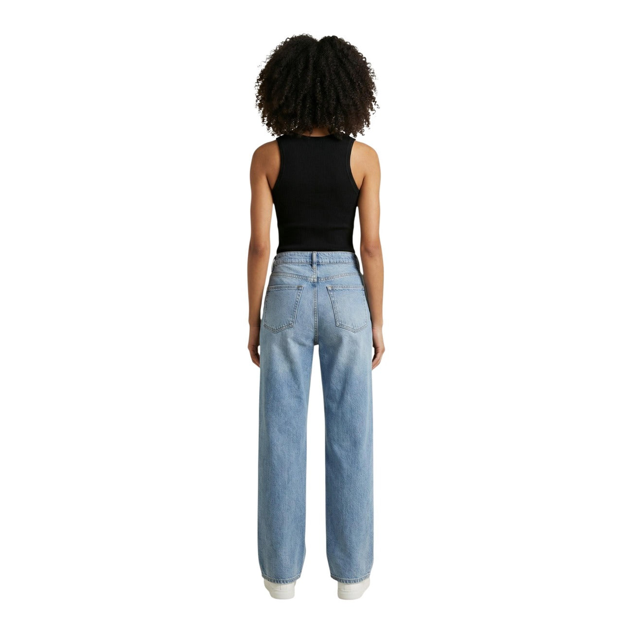 Top Tommy Hilfiger Jeans donna nero senza maniche - vista posteriore retro indossato da modello