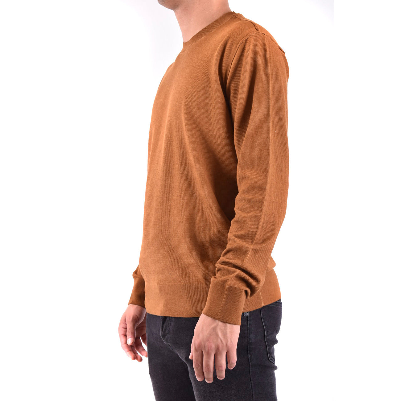 Paolo Pecora Maglia Uomo Marrone con Maniche Lunghe Scollo Tondo in Cotone 100% B_43527