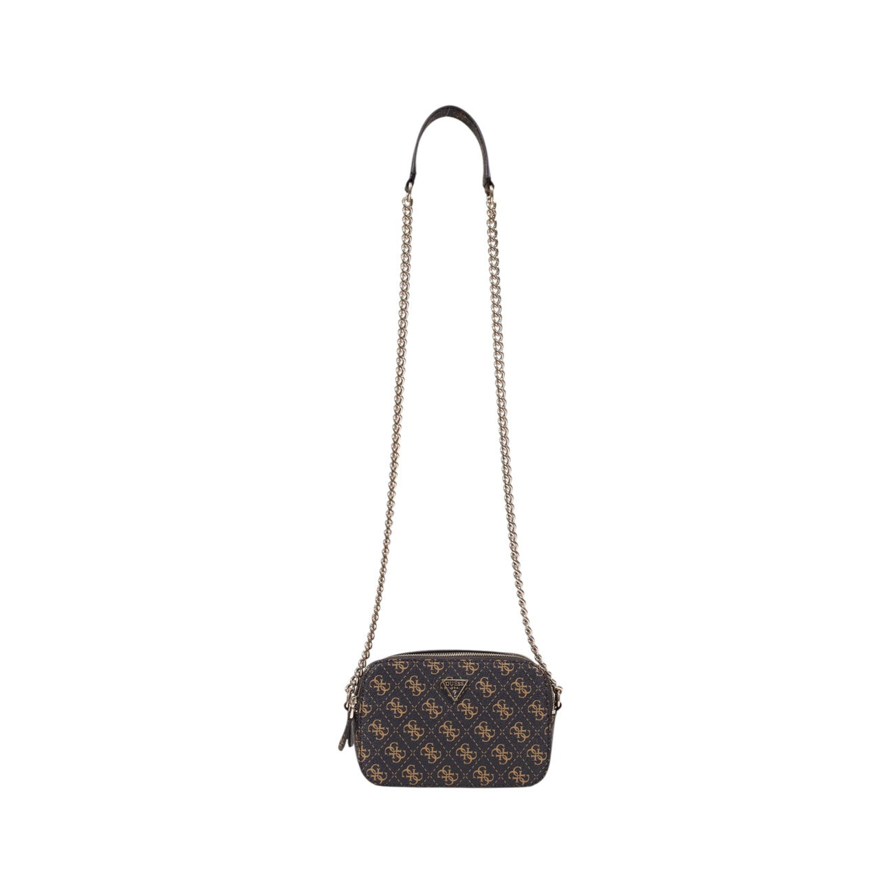 Guess Borsa Donna Marrone in Poliuretano 100% a Tracolla con Cerniera Stampa Tasche Interne 12x20x7 cm HWQG96 72140