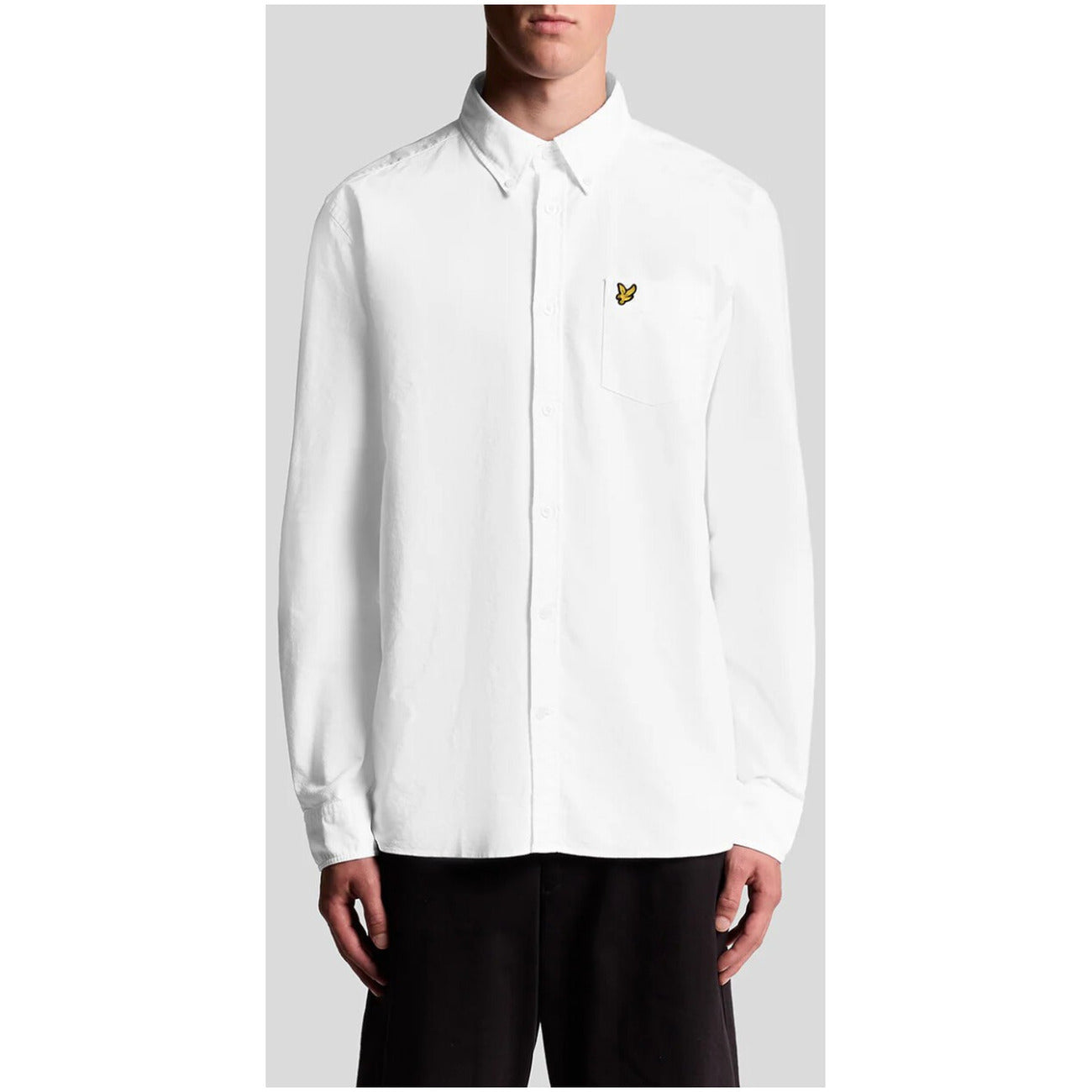 Lyle & Scott Camicia Uomo Blu Manica Lunga Bottoni Colletto Classico Tasca Singola 100% Cotone Primavera/Estate LW2112V