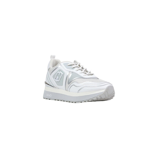 Sneakers Liu Jo Maxi Wonder Tech; Bianco, 80% Ecopelle e 20% Sintetico. Tomaia in mesh 3D, spoiler metallico, suola platform 4,5 cm. Design multistrato, leggera e ultra-contemporanea. Vista frontale 
