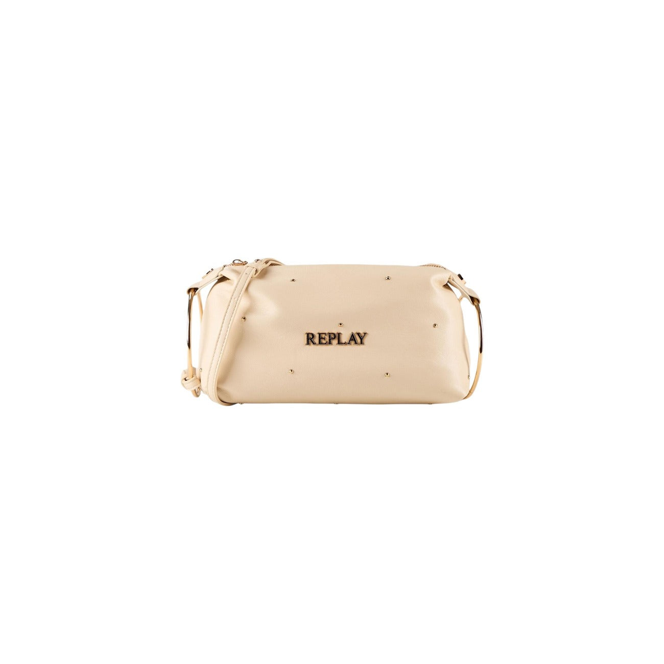 Replay Borsa Donna beige 26x15x8 cm; borsa a bandoliera in poliestere con zip e tasca interna, colore neutro versatile per look casual e urban chic. Vista frontale 