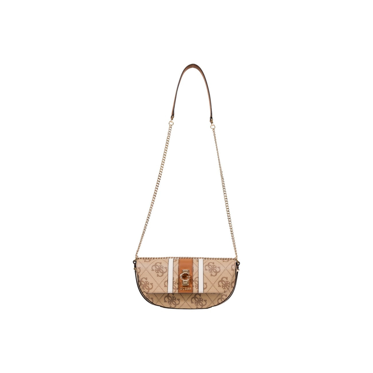Guess Borsa Donna Grigia con Stampa - Borsa a Tracolla con Bottone e Tasca Interna 28x16x7cm