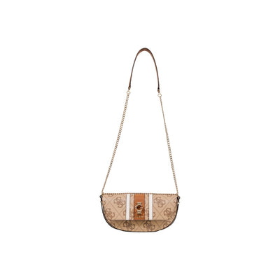 Guess Borsa Donna Grigia con Stampa - Borsa a Tracolla con Bottone e Tasca Interna 28x16x7cm