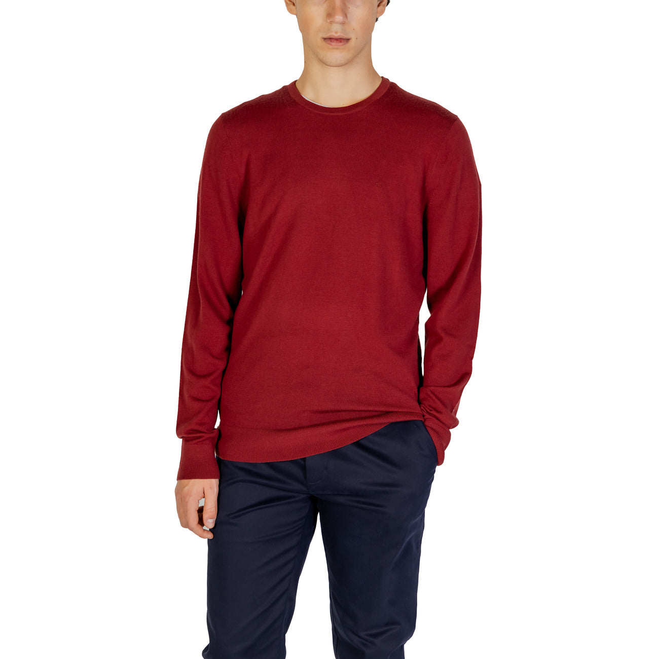 Calvin Klein Jeans Maglia Uomo Bianco Scollo Tondo Manica Lunga Lana 100% Autunno Inverno K10K109474