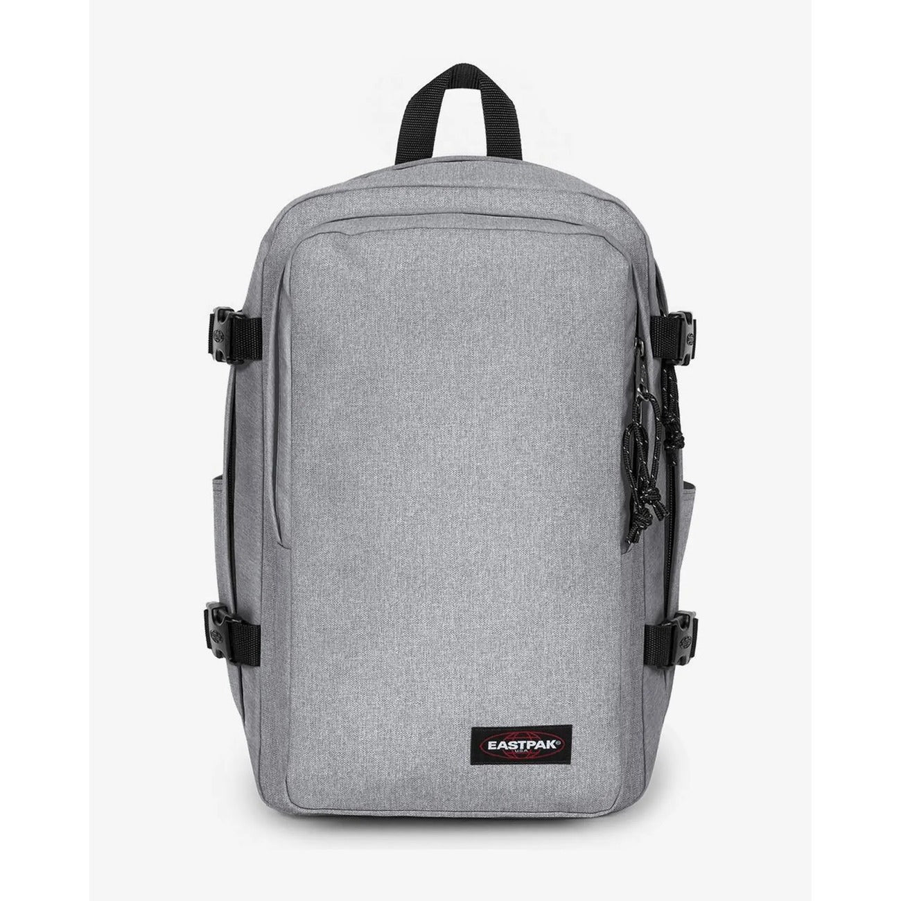 Zaino Medio grigio chiaro Eastpak Bagaglio a Mano; 40x25x20 cm. Poliestere idrorepellente, tasca laptop 15" e portaborraccia. Organizer, fascia trolley e dettagli catarifrangenti