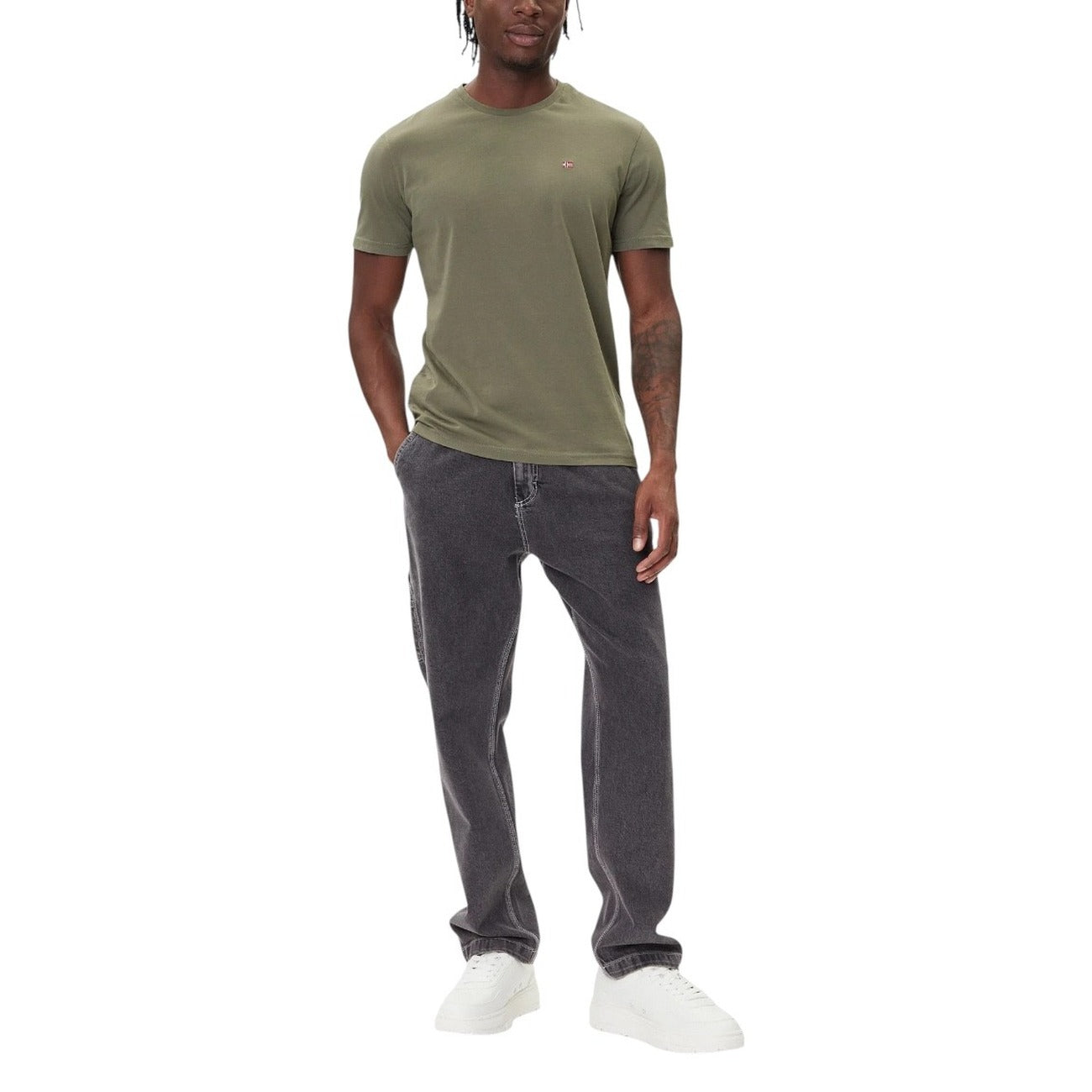 Napapijri T-Shirt Uomo Verde Manica Corta Scollo Tondo 100% Cotone Primavera/Estate NP0A4H8DG