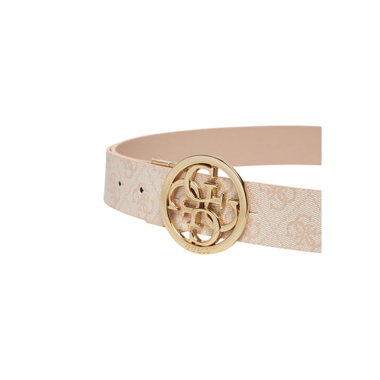 Cintura Bianca Reversibile Donna Guess Noelle; Larghezza 3 cm, lunghezza 98 cm. Tessuto 100% poliestere logato con fibbia rettangolare in metallo dorato. Design regolabile double-face, stile casual-luxury 4 stagioni.